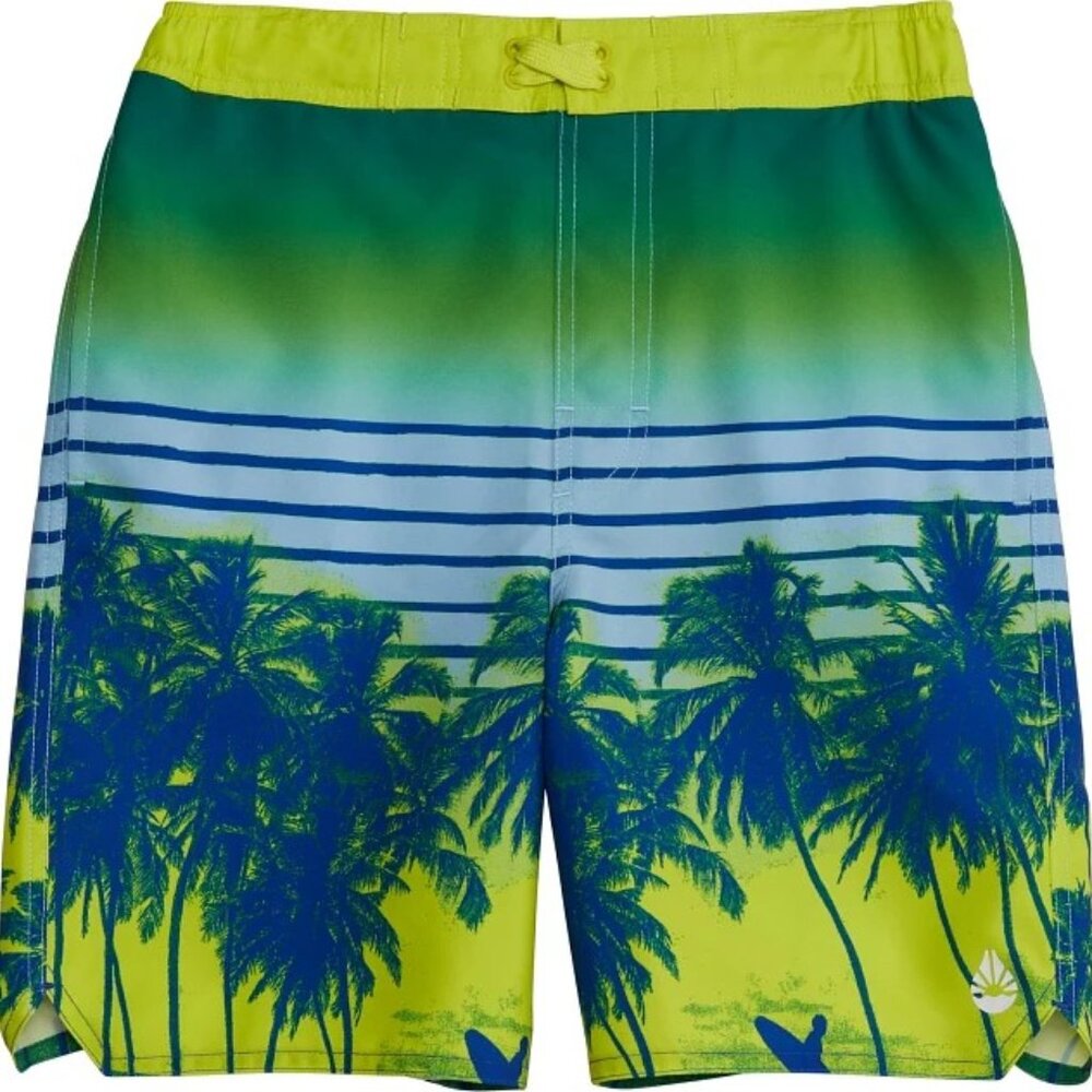 O'Rageous Boy's Board Shorts Swim Trunks Sunset Palm Tree Ombre Large 14/16 NEW